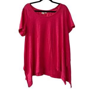 🍷Saint Tropez West bright pink ss tee shirt size 2X
